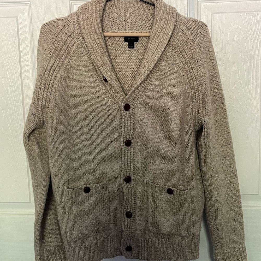 J. Crew Men's Beige Shawl Collar Sweater